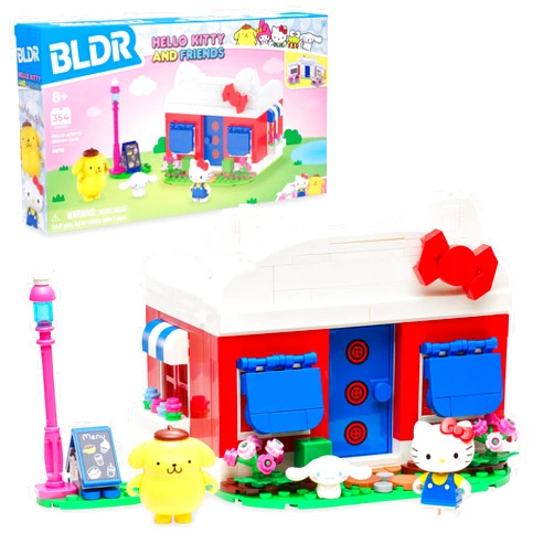 BLDR Hello Kitty and Friends, Hello Kitty’s Dream Cafe Building Set - Hello Kitty, Cinnamoroll, and Pompompurin Minifigures - Kids and Sanrio Fans Ages 8+, 0076