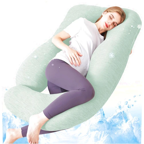 Sasttie Pregnancy Pillow Cooling, Pregnancy Pillow for Sleeping, Cooling Maternity Pillows for Pregnant Women, Pregnancy Must Haves U-Shaped Full Body Pillow with Cooling Cover, Green