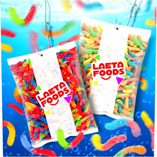 LAETAFOOD Gummy Worms Mix - Sour Neon and Fruit Flavored Assorted, 2 Pack (Total 2 Pound)