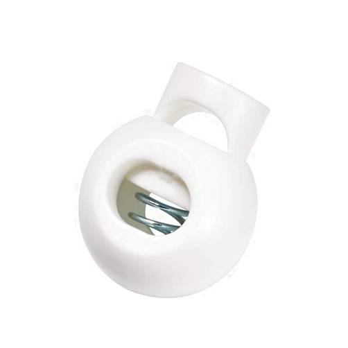 DYZD Single Hole Cord Lock Plastic Spring Toggle Stopper Cord Rope End for Drawstrings, Paracord (10 PCS, White)