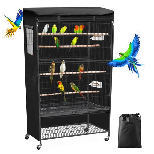 Roasivi Universal Large Birdcage Cover Black-Out and Breathable Cover Durable Waterproofing Washable Material for Cages Cover for Parrots and Other Small Animals (36X25X48 in)