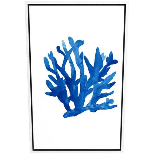 MUDECOR Framed Canvas Print Wall Art Blue Flowing Watercolor Coral Nature Wilderness Illustrations Modern Art Beach Colorful Ultra for Living Room, Bedroom, Office - 16