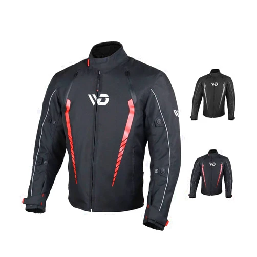 WD Motorsports WD Emperor Men's Cordura Motorcycle Jacket (Black, X-Large), All Season, CE Approved Armor