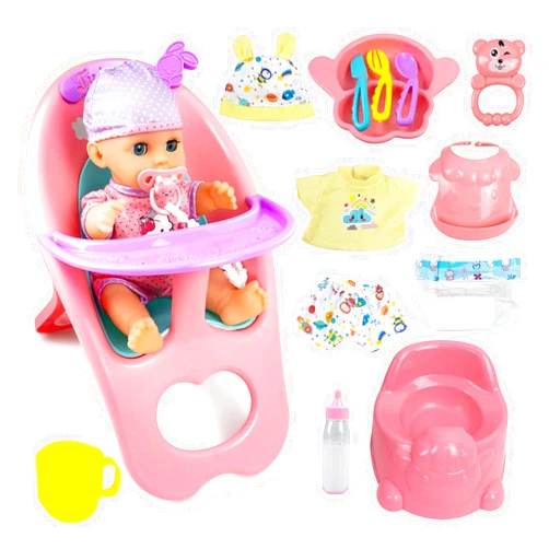 RedCrab Baby Doll Toys Set, Newborn Dolls PlaySet with High Chair Stroller Feeding ,Tableware Set and Doll Clothes Accessories, 15+ pcs Toddler Pretend Play Gift Toys for Girls - 12