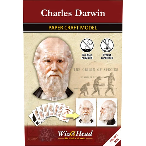 WIZHEAD - THE HEAD IS A PUZZLE! - Charles Darwin - Paper Craft Model, Home Décor