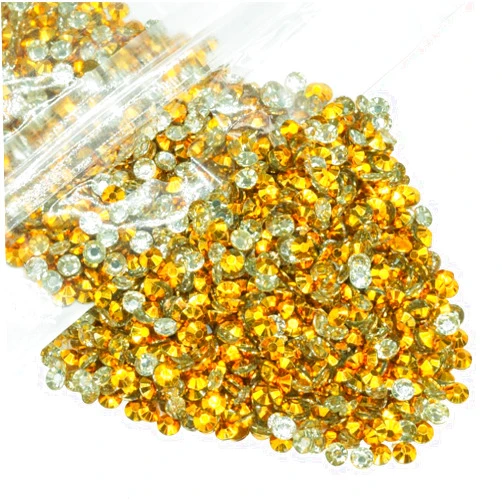 Qiipii 1280PCS 6mm Bright Gold Resin Rhinestones for Crafts Clear Golden Flatback Jelly Rhinestones Bulk SS30 Non-Hotfix Golden Stones Diamonds Crystals Gems for Mugs Tumblers Bottles Cups DIY Crafts