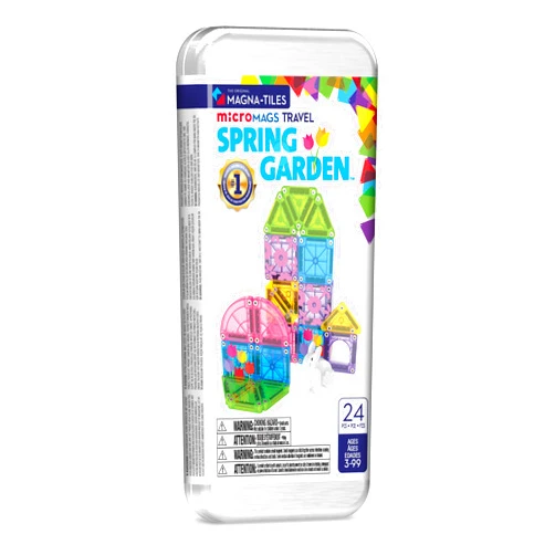 Magna-Tiles microMAGS 24-Piece Spring Garden Travel Set, The Original Magnetic Building Brand