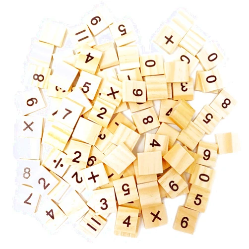 Honbay 100PCS Wooden Scrabble Tiles Numbers Symbols Tiles for Craft Projects, Games, Early Childhood Education