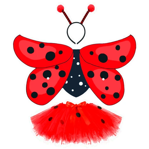 Creatoy Girls Ladybug Costume with Lady bug toddler dress tutu and Bug Headband Animal Costumes for Kids Halloween Dress Up Clothes Birthday Party Favors Easter Gifts