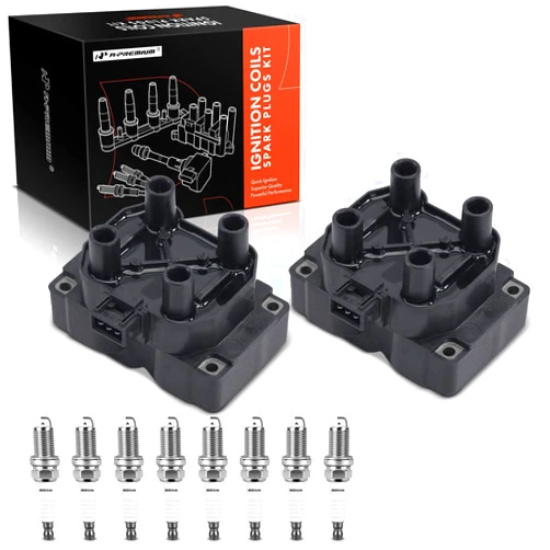 A-Premium 2x Ignition Coil Pack and 8x Iridium Spark Plugs Compatible with Land Rover Range Rover, Discovery & Ferrari 348 GTB, 348 GTS, 348 TB, F355 Berlinetta, F355 Spider, 3.4L 3.5L 4.0L 4.6L