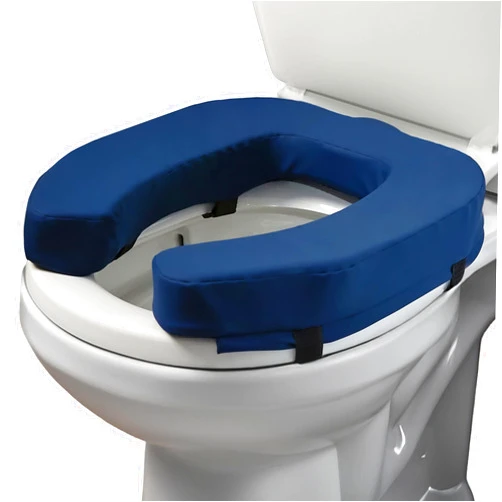 Lunderg Toilet Seat Riser for Seniors - Adds 2 inches - Universal Fit - FIRM Raised Toilet Seat Cushion with High-Density Foam for enhanced Comfort & Elevation. Post-Surgery Must Have (Blue)