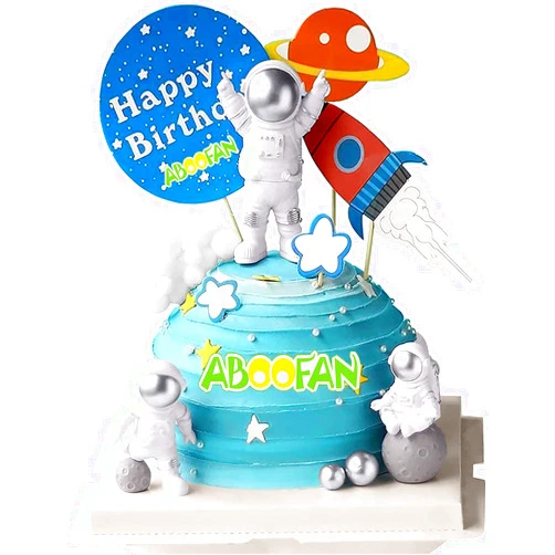 ABOOFAN 3pcs Astronaut Figurines Cake Topper Outer Space Action Figure Statue PVC Spaceman Model Decorative Party Display Miniature Astronaut Toys