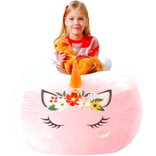 Aubliss Stuffed Animal Storage, Velvet Bean Bag Chairs Cover, Large 32