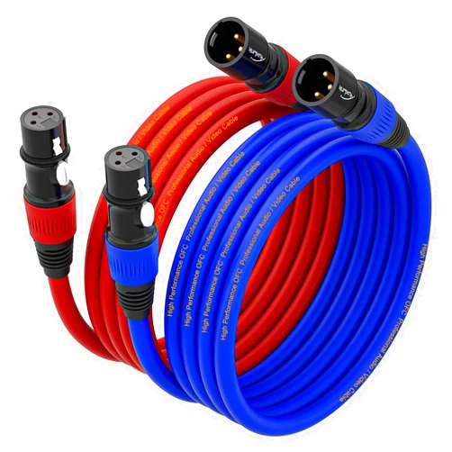AuxLink XLR Cables, XLR Male to Female 10ft, Gold-Plated 3 Pins Microphone Cable Color Coded Cable - 2Pack
