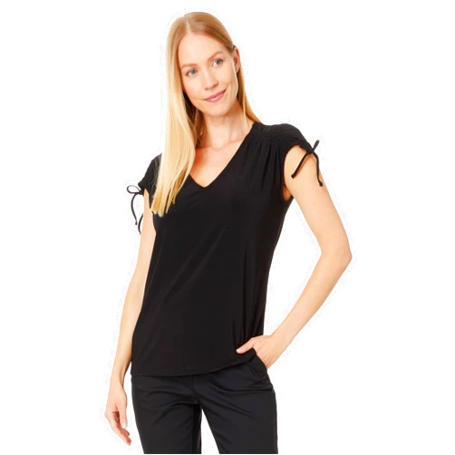 Vince Camuto Women's Slvlss V Neck with Shirring at Shoulders