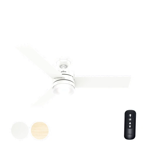 Hunter Fan 54 inch Contemporary Fresh White Indoor Ceiling Fan with Light Kit and Remote Control (Renewed)