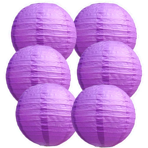 BEISHIDA 10-Inch Purple Round Paper Lanterns Hanging Decorative Chinese Paper Lanterns Lamp for Halloween Birthday Wedding Party Decoration and Baby Bridal Shower（6 Packs）