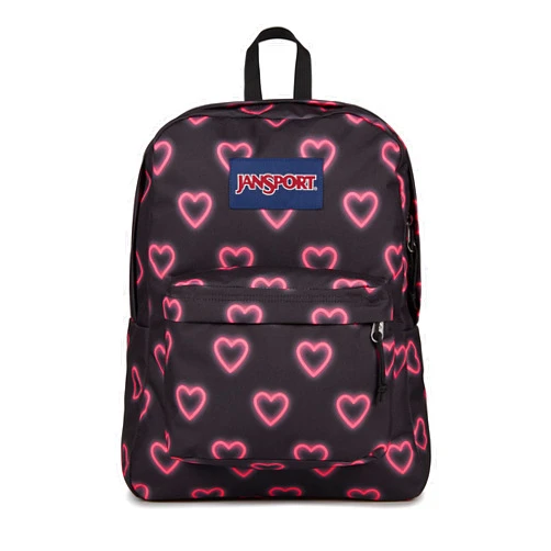 JanSport SuperBreak One Backpacks - Durable, Lightweight Bag with 1 Main Compartment, Front Utility Pocket with Built-in Organizer - Premium Backpack - Happy Hearts Black