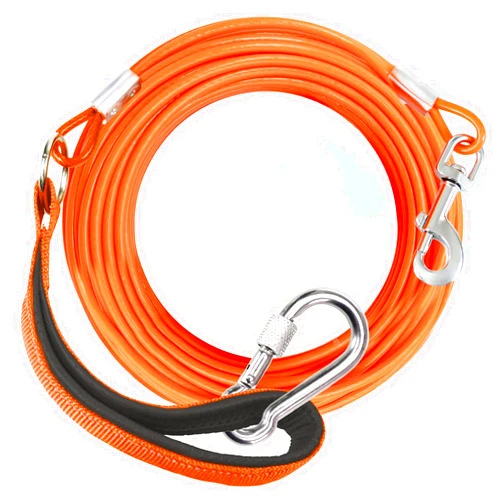 Furggis Long Dog Leash Chew Proof, Tie Out Cable for Dogs Heavy Duty 10/20/30/50ft with Carabiner, Dog Leads for Yard for Medium Large Dogs, sturdy Dog Long Leashes with Padded Handle for Training Walking