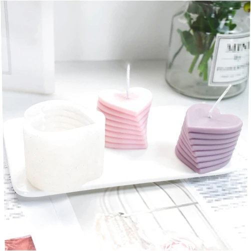 KAIGOTOQIGO 3Pacs Heart Shaped Candle Mold for DIY 3D Silicone Candle Make Mold Cake Mold for Baking, Soap Candle Mold Dinner Candle Mold Wedding Candle Mold