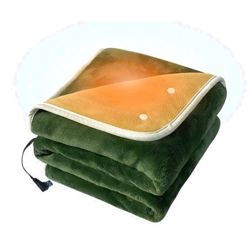 PiPiMAMA USB Heated Blanket Battery Operated, 40'' x 30'' Cordless Electric Throw Blanket Portable, 3 Heating Levels, 2-Hour Auto-Off, Green