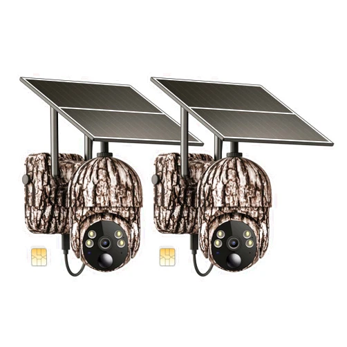 Oculview Cellular Trail Cameras with Built-in 4G LTE SIM Card, Support Unlimited Data Plan, Live Streaming, 360°Pananic Viewing, Motion Activated, Remote Access & Control, Solar Game/Deer Cam (2 Pack)