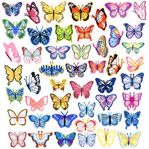 Tigeen 48 Pcs Butterfly Patches Bulk Embroidered Iron on Patches Cute Patches Iron on for Clothing Hats Sew Applique Repair Patch DIY Accessory for Backpack Pants T-Shirt Jacket Bags Dress Jeans