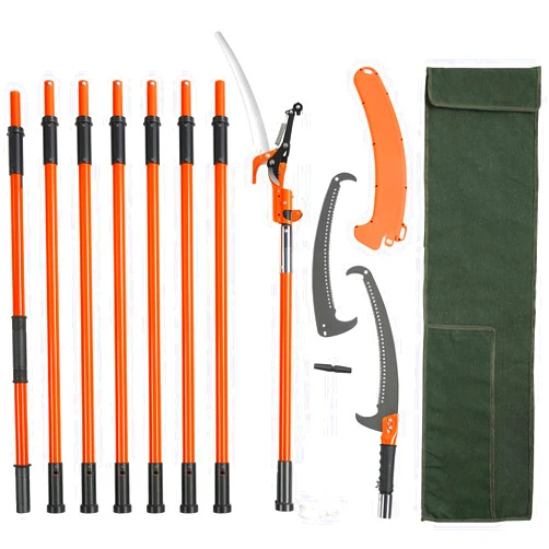 VEVOR Manual Pole Saw, 7.3-27 ft Extendable Tree Pruner, Sharp Steel Blade and Scissors High Branches Trimming, Branch Trimmer with Lightweight 8 Fiberglass Handles, for Pruning Palms and Shrubs