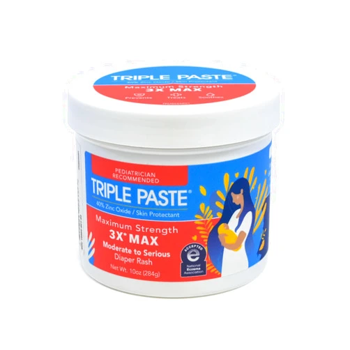 Triple Paste 3X Max Zinc Oxide Diaper Rash Ointment, 10oz Jar – Maximum Strength Diaper Cream for Sensitive Skin