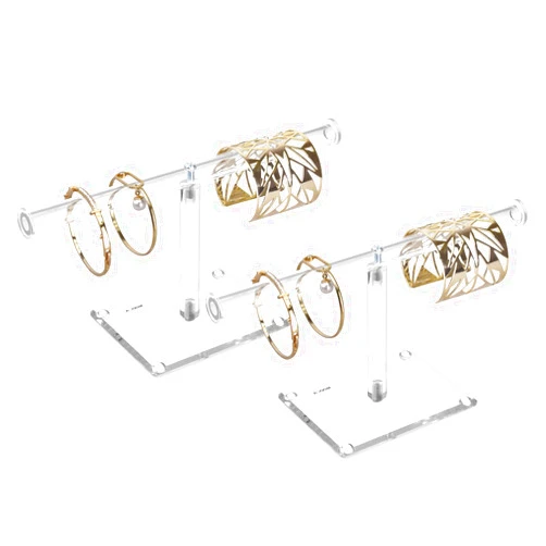 MOOCA 2 Pcs Premium Acrylic Round Jewelry Display Tree Stand - Bracelet Holder, Necklace Organizer