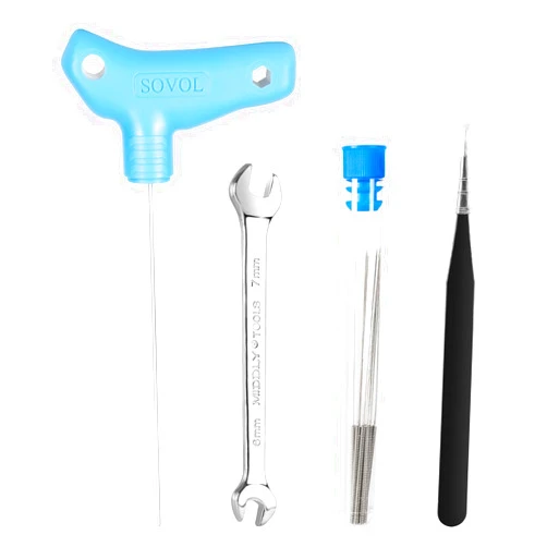 Sovol 3D Printer Tools Kit, 13 Pcs 3D Printer Accessories with L-Size Extruder Nozzle Cleaning Tool, 0.4mm Nozzle Cleaning Needles, Double Function Wrench for E3D & MK8 Nozzles and Straight Tweezer