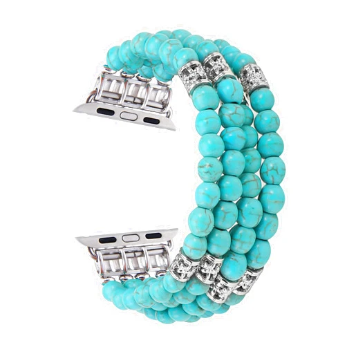 GEMEK Compatible with Apple Watch Band 38/40/41/42/44/45/49mm Women iWatch Bands Series 8/7/6/5/4/3/2/1, Handmade Beaded Elastic Stretch Pearl Bracelet Replacement Strap for Girls Wristband