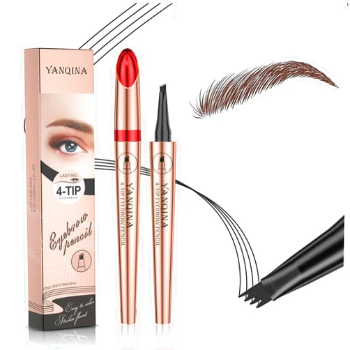 YeJammarp 2024 Upgraded Natural Brows Eyebrow Pen, Eyebrow Tattoo Pencil, 3D Waterproof Microblading Eyebrow Pencil Contouring Pen, Long-Lasting Natural Fine Stroke Eyebrow Pencil for women (Dark Brown)