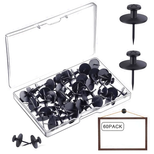 MiHeeHome 60 PCS Double-Headed Picture Hanging Nails Thumb Tacks for Wall Hangings,Heavy Duty Push Pins,Renter Friendly Wall Hooks Decor Small Picture Frame Hangers for Drywall Cork Board Pictures Tapestry&Art