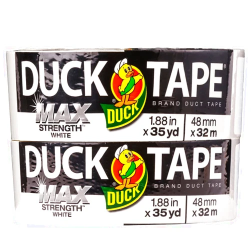Duck Brand Max Strength Duct Tape, White, 2-Roll Pack, 1.88 Inches x 35 Yards, 287315