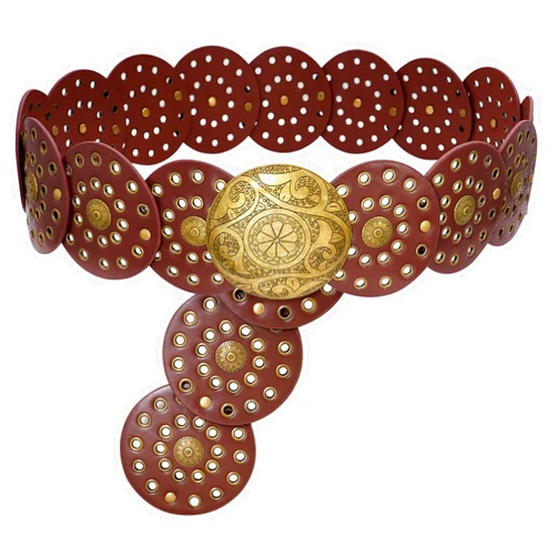 Gleamart Round Disc PU Leather Belt Vintage Western Cowboy Style Wide Belt Gift For Women