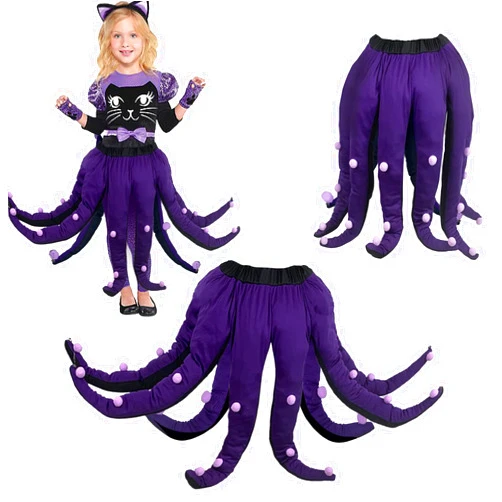 Vecacosic Octopus Costume Adult Halloween Waist Adjustable Ursula Women Octopus Skirt Long Tentacles Sea Witch Costume