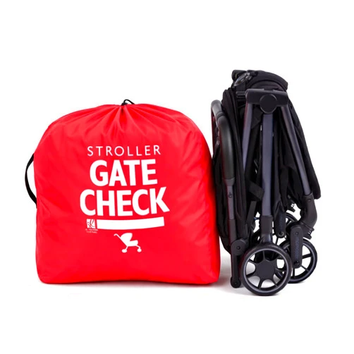 J.L. Childress Gate Check Travel Bag for Compact-Fold Strollers - For Airplane Gate Check, Fits Most Single, Compact Fold Travel Strollers, Airport Accessories, Flying Essentials - Red