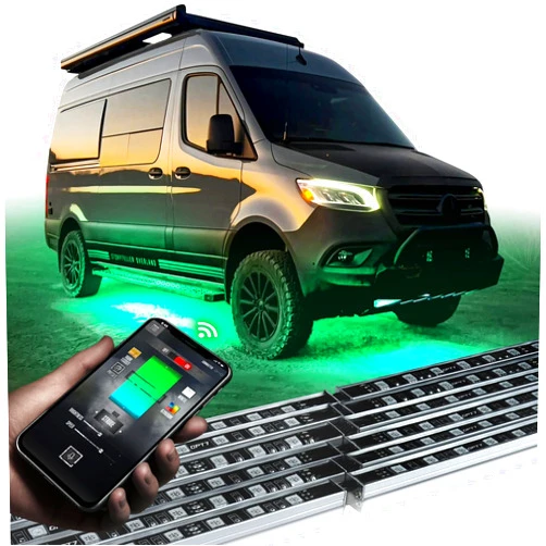 OPT7 Aura Pro Underglow Lights Kit for Class B & B+ RV Motorhomes with Smart APP Control, 6 pcs Waterproof Rigid Aluminum Neon Accent LED Light Bar Strip, Music Soundsync Multicolor Modes