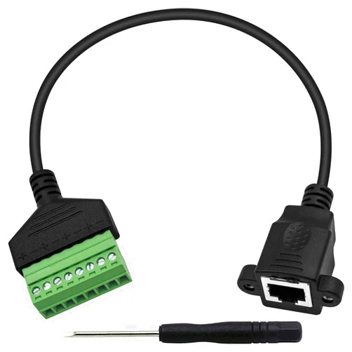 Poyiccot RJ45 Screw Terminal, RJ45 to 8Pin Screw Terminal Adaptor Connector, Ethernet Extender RJ45 8P8C Female to 8 Pin Screw Terminal Breakout Board Cable for Cat7/6/5/5e Network CCTV DVR, 12inch
