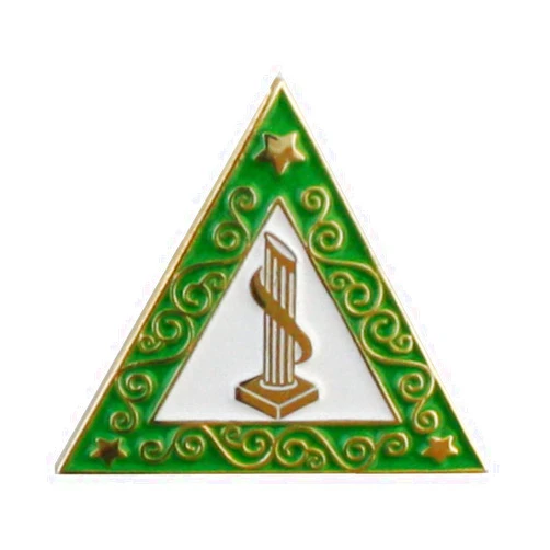 Hattricks Goodimpression Martha OES Eastern Star Green Triangle Lapel Pin One Inch Gold Plated