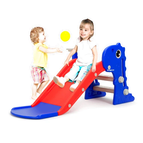 Nyeekoy 3 in 1 Toddler Slide, Toddler Slide Climber Playset with Basketball Hoop, Folding Design for Indoor and Outdoor Playground for Kids, Freestangding Toddler Slide, Easy Assembly