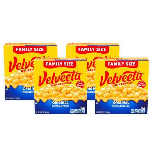 Velveeta Shells & Cheese Original Shell Pasta & Cheese Sauce Value Size Meal (24 oz Box) (Pack of 4)
