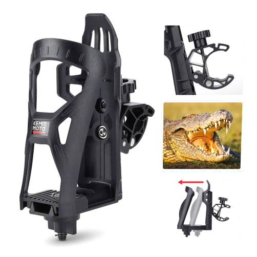 KEMIMOTO ATV Cup Holder, Upgraded Motorcycle Drink Holder Handlebar, Water Bottle Holder Mount with 0.6”-1.56” Metal Clamp for Scooter Bike Boat Stroller Wheelchair Golf Push Cart Tractor (1)