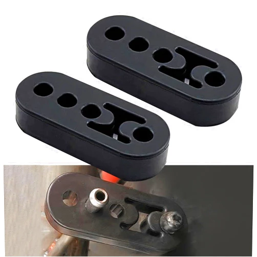 Jokormo 2 PCS Exhaust Pipe Support Bracket, 4 Holes Muffler Suspension Ring, Automobile Universal Replacement Accessories, for Most Cars, Trucks and Vans (Black)