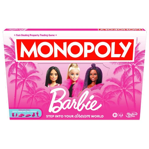 Monopoly: Barbie Edition Board Game, Ages 8+, 2-6 Players, Fun Family Games for Kids and Adults, with 6 Barbie-Themed Pink Zinc Tokens, Kids Gifts