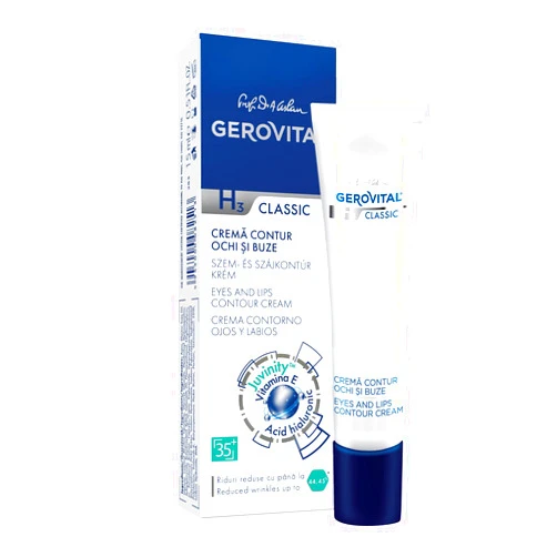 GEROVITAL CLASSIC Anti-wrinkle around Eyes and Lips Lifting Cream with Hyaluronic Acid, Vitamin E and Juvinity™ for Dark Circles, Fine Lines & Wrinkles, 15 ml