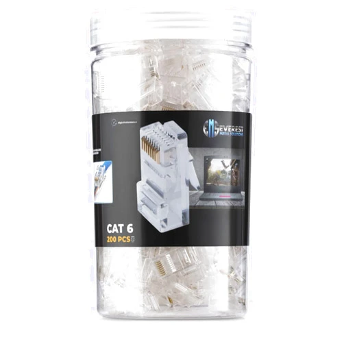 Everest Media Solutions Everest Cat6 RJ45 Pass Through Connector 200-Pack - EZ Cat 6 Pass Through RJ45 Connectors - cat 6 connectors - Ethernet Connector - Ethernet Plug - for Solid or Stranded UTP Network Cable
