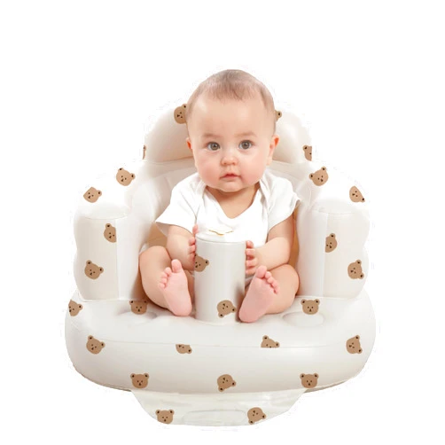 AGITVPS Inflatable Baby Seat for Babies 3-36 Months, Built in Air Pump Baby Chair Sit Me up Floor Seat for Baby, Bumbo Seat for Learning to Sit, Feeding, Camping (Bear)