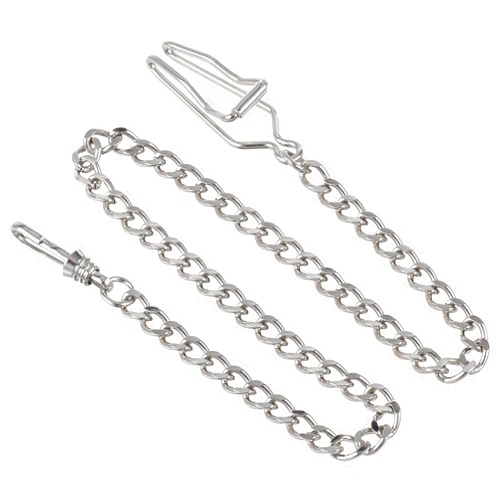 CHARLES-HUBERT PARIS Charles-Hubert, Paris 3547-W Chrome Finish Pocket Watch Chain